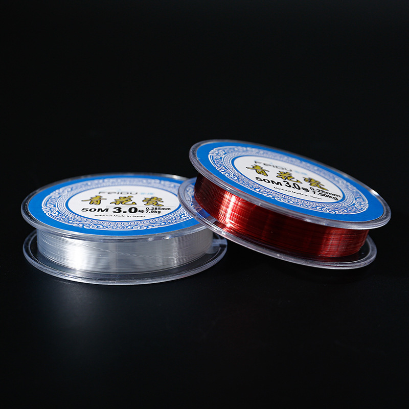 Fiduo equipo de pesca azul porcelana de 50 metros línea de pesca principal línea de pesca de seda original línea de pesca competitiva de pesca de Taiwán equipo de pesca línea de pesca de nylon