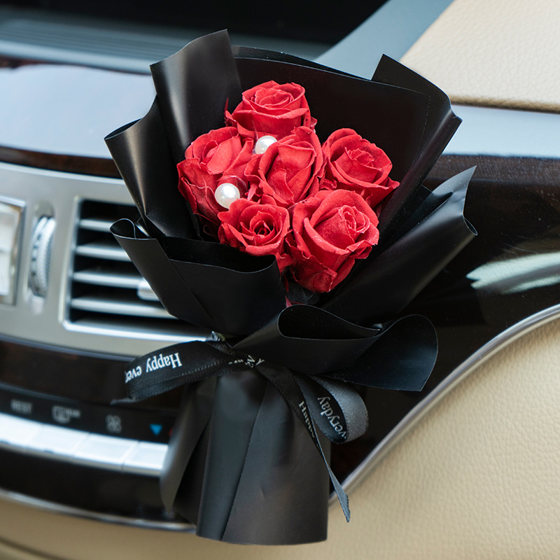Mini rosas de flores eternas, 6 pequeños ramos para decoración de coches, regalo del Día de San Valentín para novia, regalo creativo y de alta gama con flores reales