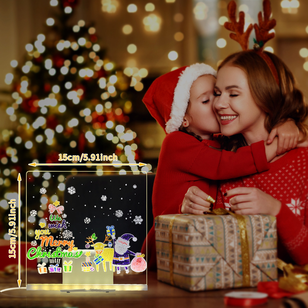 USBLED multifuncional acrílico atmósfera lámpara tablero de mensajes borrable tablero de dibujo infantil idea de regalo de cumpleaños