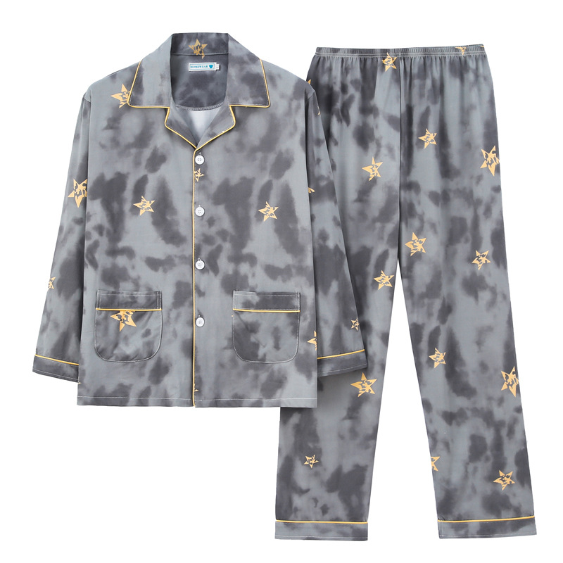 Pijamas de los hombres de manga larga de algodón de primavera y otoño delgada más el tamaño de prendas de vestir exteriores de los hombres pijamas de invierno homewear