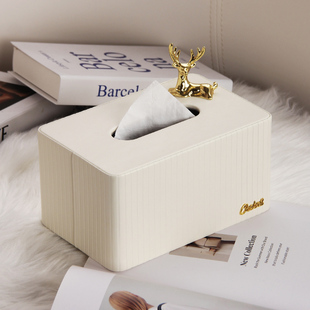 Tissue Box Light Luxury Living Room Bedroom Coffee Table Style Home Leather Cream Style Tissue Paper Storage Box Ornaments