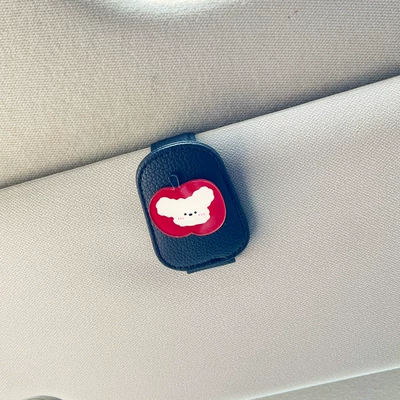 Visor Sunglasses Holder, Car – Car Glasses Clip/Bill Clip - red-apple-puppy-black-glasses-clip