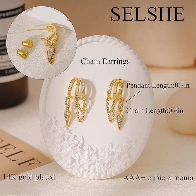 Light Luxury Zircon Drop Earrings Geometric Chain Pendant Jewelry_voghion.com
