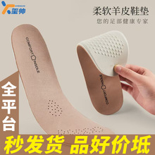 厂家直销 男款女款踩屎感久站真皮猪皮乳胶鞋垫吸汗防臭高弹减震