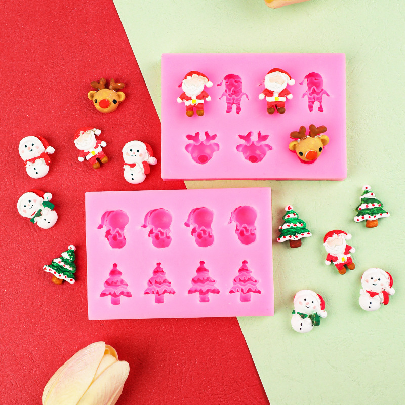 Navidad serie muñeco de nieve árbol de Navidad de dibujos animados accesorios molde de silicona de resina epoxi fondant decoración de chocolate para hornear