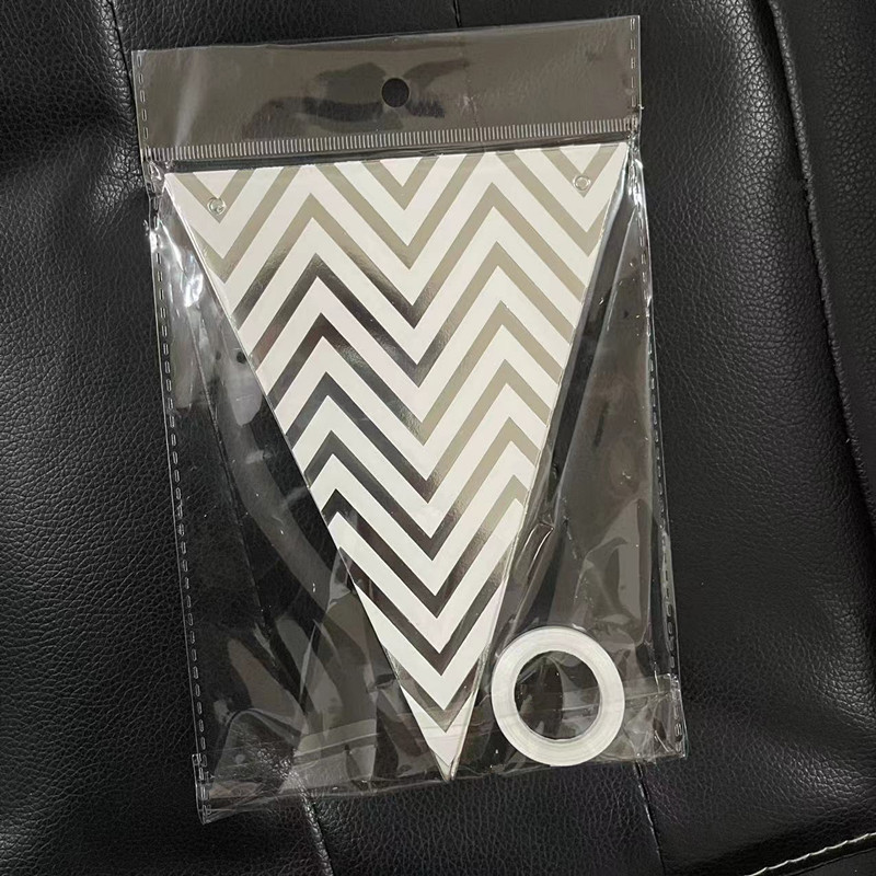 Bandera Triangular con Patrón de Ondas en Papel Dorado, Decoración de Cumpleaños, Pancarta Festiva, Decoración de Fondo para Fiestas, Accesorio de Fondo, Bandera Triangular