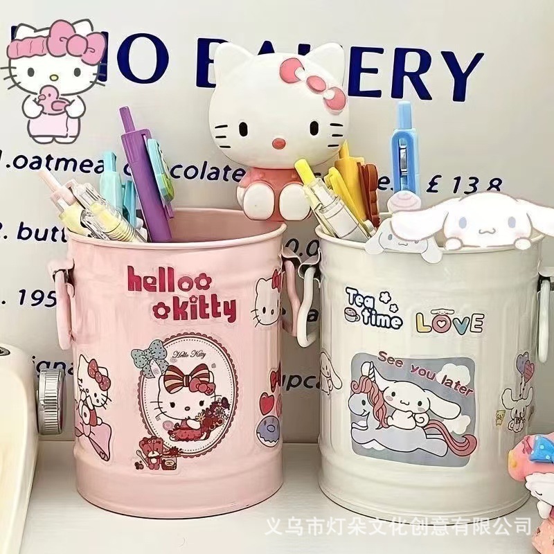 플라스틱 펜 홀더 흰색 + 계피 개 스티커