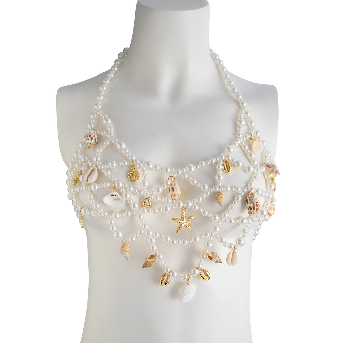 123g Weight Body Chain Classification 1 Piece Quantity Holiday Occasion Imitation Pearl Material Starfish Pattern Spring&Summer Season Women's Gender Knitting Design Ethnic Style Style Wholesale Jewelry Ethnic Style Starfish Imitation Pearl Knitting Body Chain 5