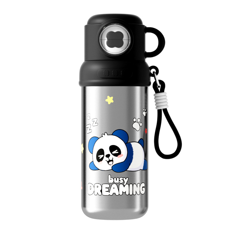 Alto valor facial encantador niño taza de aislamiento de acero inoxidable de gran capacidad taza de paja de tres bebidas taza portátil