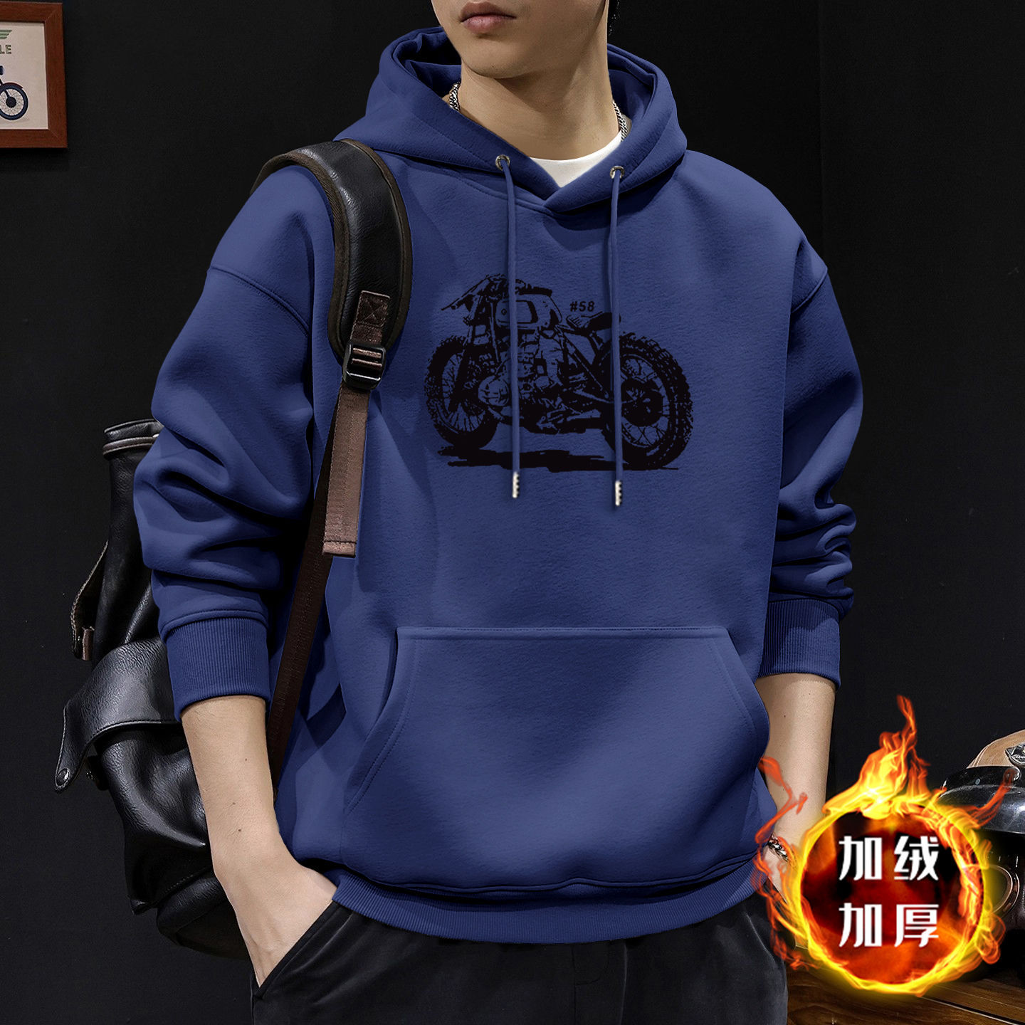 Chaqueta con capuz para hombres con veludo de otoño americano ropa de alta calle marca de moda de otoño y invierno chaqueta pesada de alto gramo