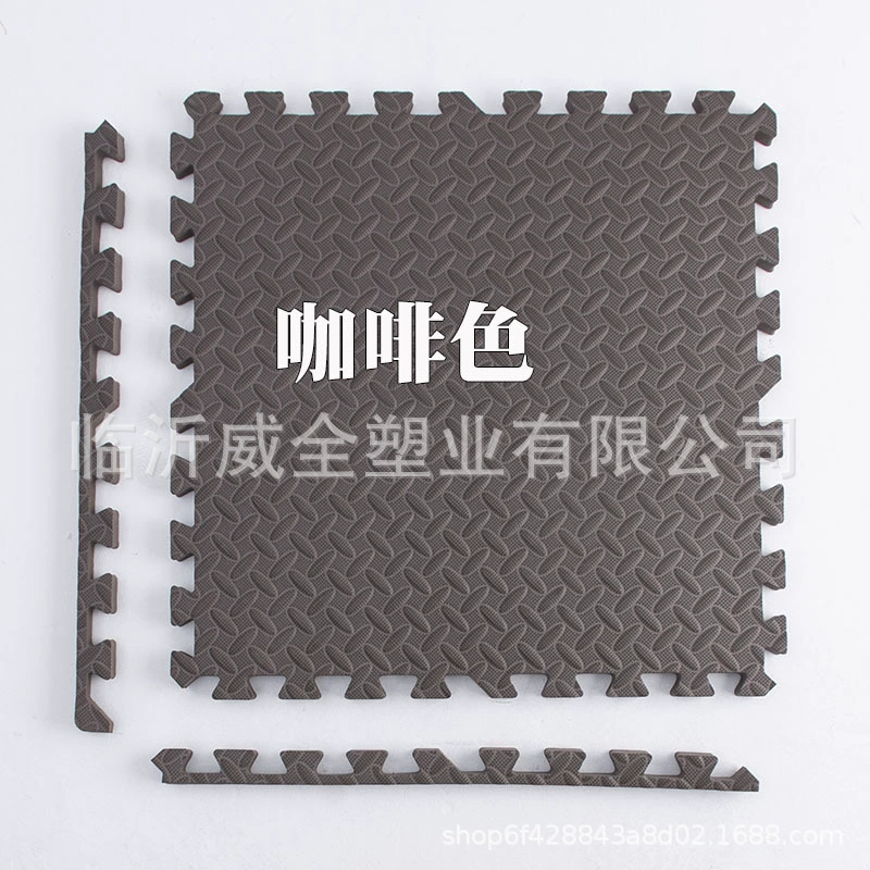 Thickened foam interlocking floor mat for crawling and playtime; soft, non-slip leaf-pattern tiles