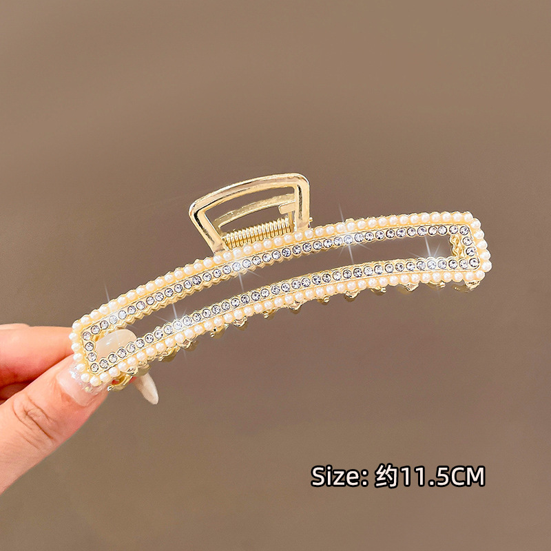 Celebridad de Internet 2024 Nueva Perla grande horquilla clip de pelo hembra Cabeza trasera horquilla tocado clip avanzado clip de tiburón