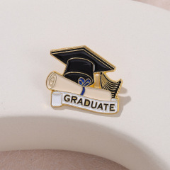 歐美創意新款合金字母胸針精美個性畢業季學士帽烤漆徽章批發
