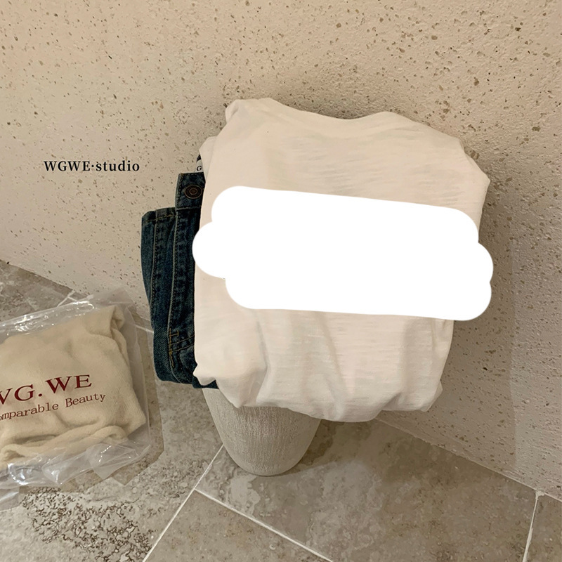 WGWE7380美式宽松休闲微透长袖T恤字母印花内搭上衣|undefined