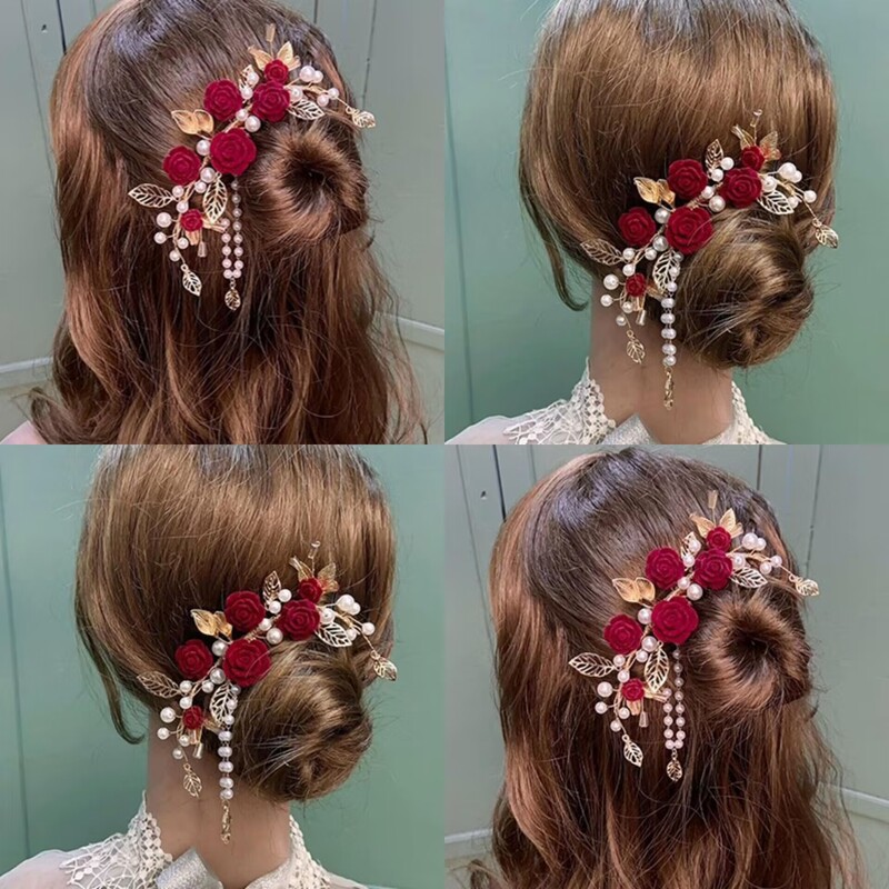Bridal Headdress Mother-In-Law Hair Accessories Wedding Head Flower Ancient Style Kidsren's Stage Super Fairy Beautiful Host Bow Dance