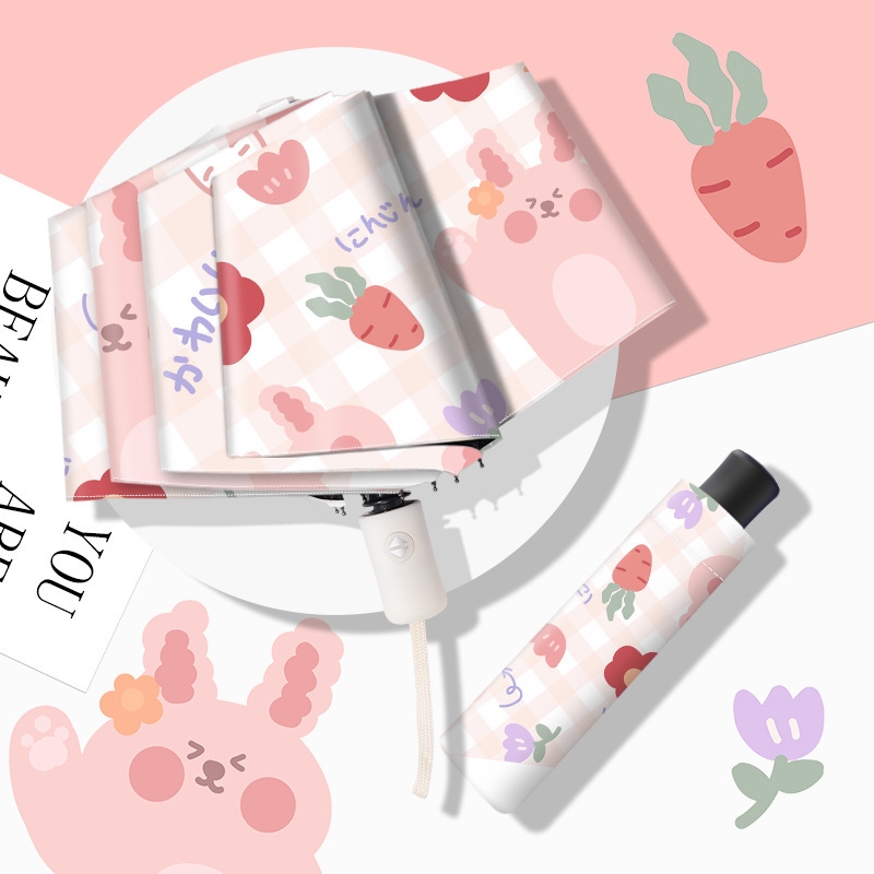 Paraguas de sol protección solar linda lluvia de dibujos animados paraguas de doble uso femenino paraguas plegable automático estudiante paraguas de sol dibujos animados Masculino