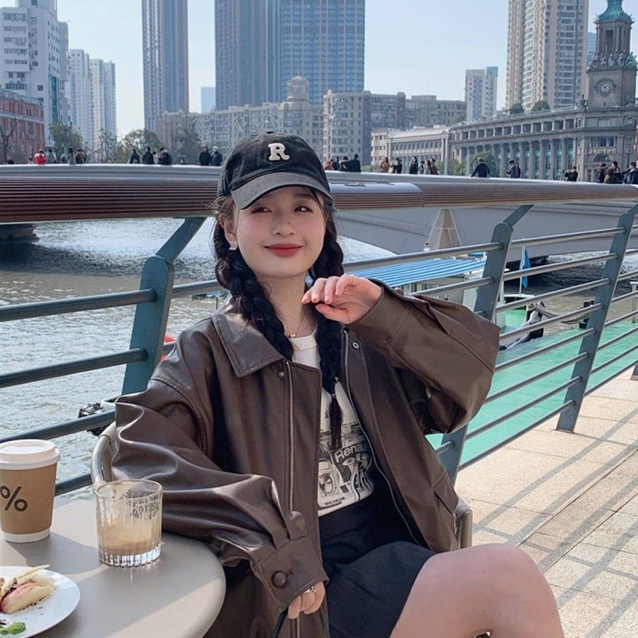 棕色皮衣外套女2025秋冬新款小个子港风复古美式皮夹克美拉德机车