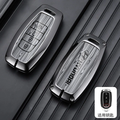 Car key bag Fifth Generation Tucson L Special - standard-type-a-4-button-wood-grain-gray-single-shell