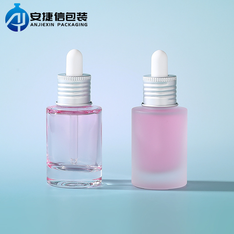 现货透明直圆滴管瓶30ml 磨砂精华原液玻璃瓶 精油瓶分装瓶|undefined