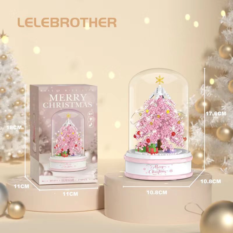 Árbol de Navidad transfronterizo tren viejo ensamblaje adornos de bloques de construcción juguetes de puzzle niños regalos de Navidad