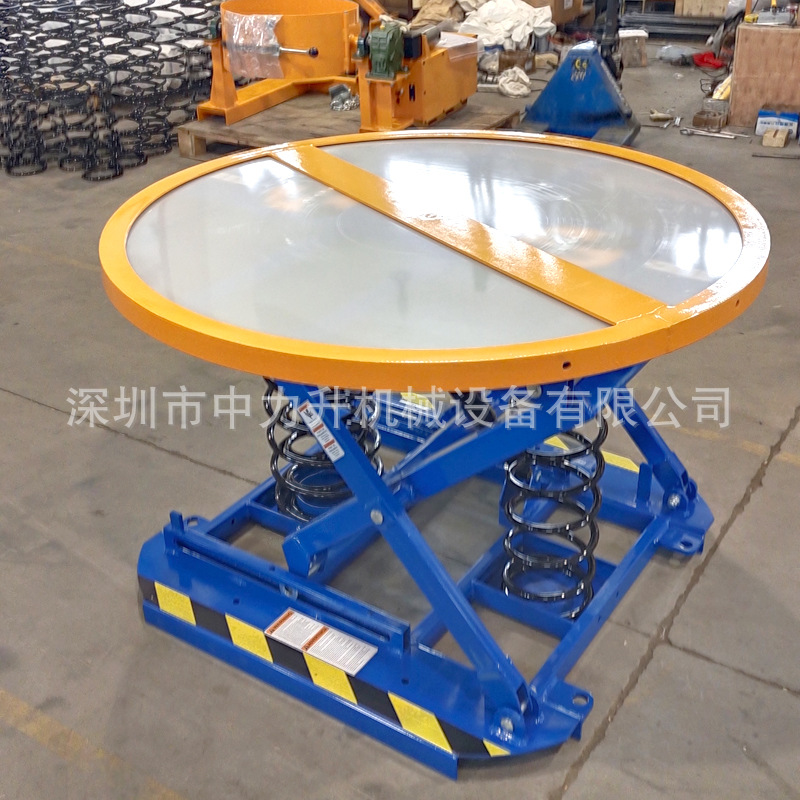 弹簧固定平台2吨旋转平台车平衡旋转升降平台圆形自动升降台