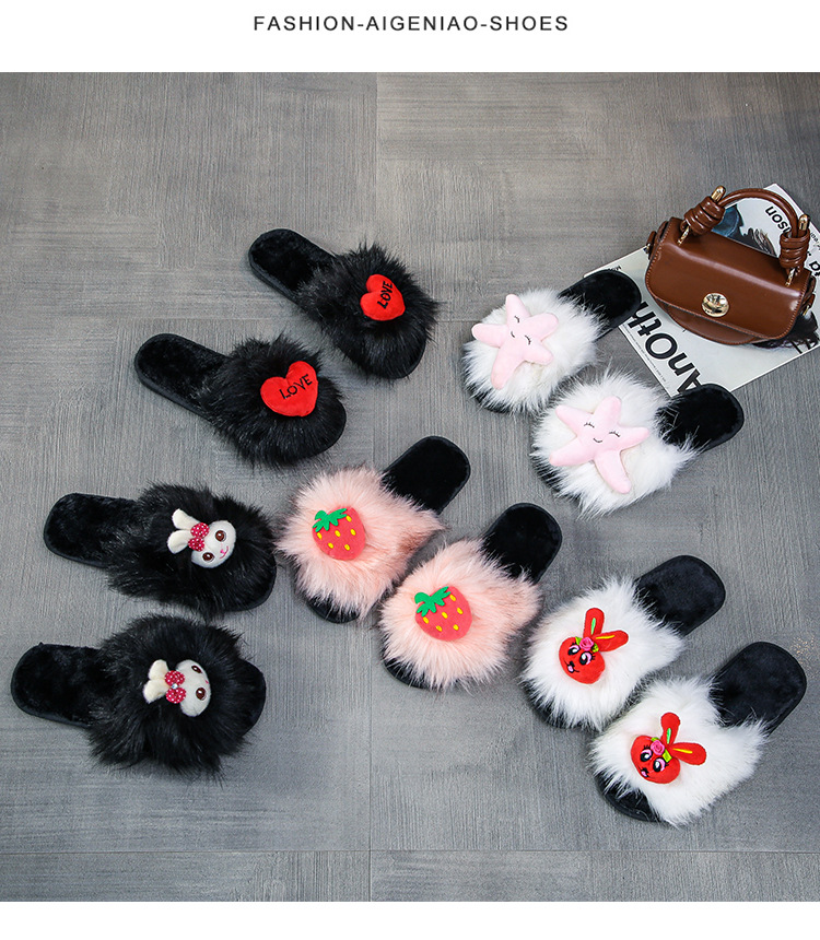 cute cartoon plush slippers nihaostyle clothing wholesale NSPE68469