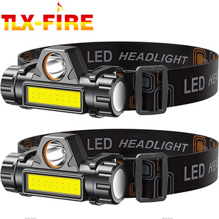 Cross-border magnet headlight head-mounted lighting strong light camping mountaineering USB charging near and far light cob night fishing headlight
