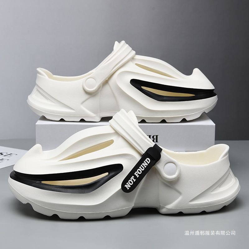 Men's Clogs for Outdoor Wear 2025 New Summer Lightweight Thick-Soled Non-Slip Trendy Ins-Style Closed-Toe Slippers for Office Workers