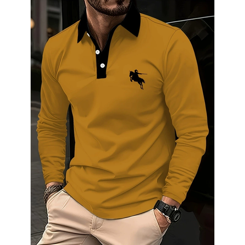 2024 новая европейская и американская трансграничная мужская пуговица повседневная стройная мужская спортивная отворот с 3 принтом рубашка с длинными рукавами