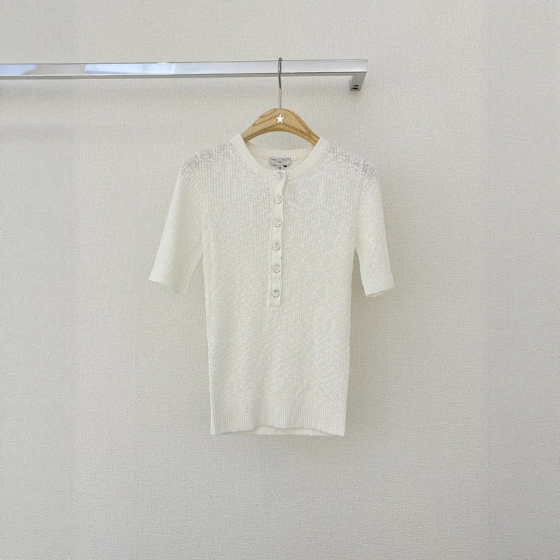 Half-Cardigan Slim-Fit Knitted Short-Sleeve Cardigan 2025 New Nanyou High-End Chanel-Style Double-C Round-Neck Hollow-Out Top