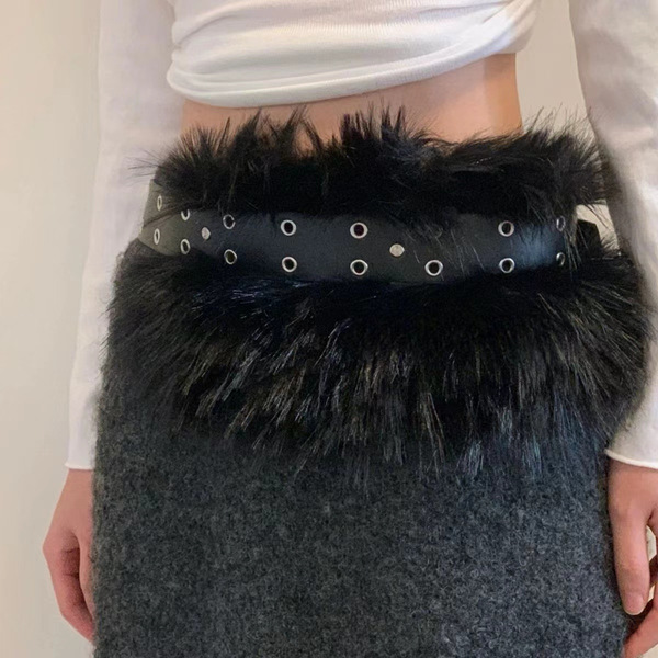 New niche American hot girl wide version imitation fur fur waist…