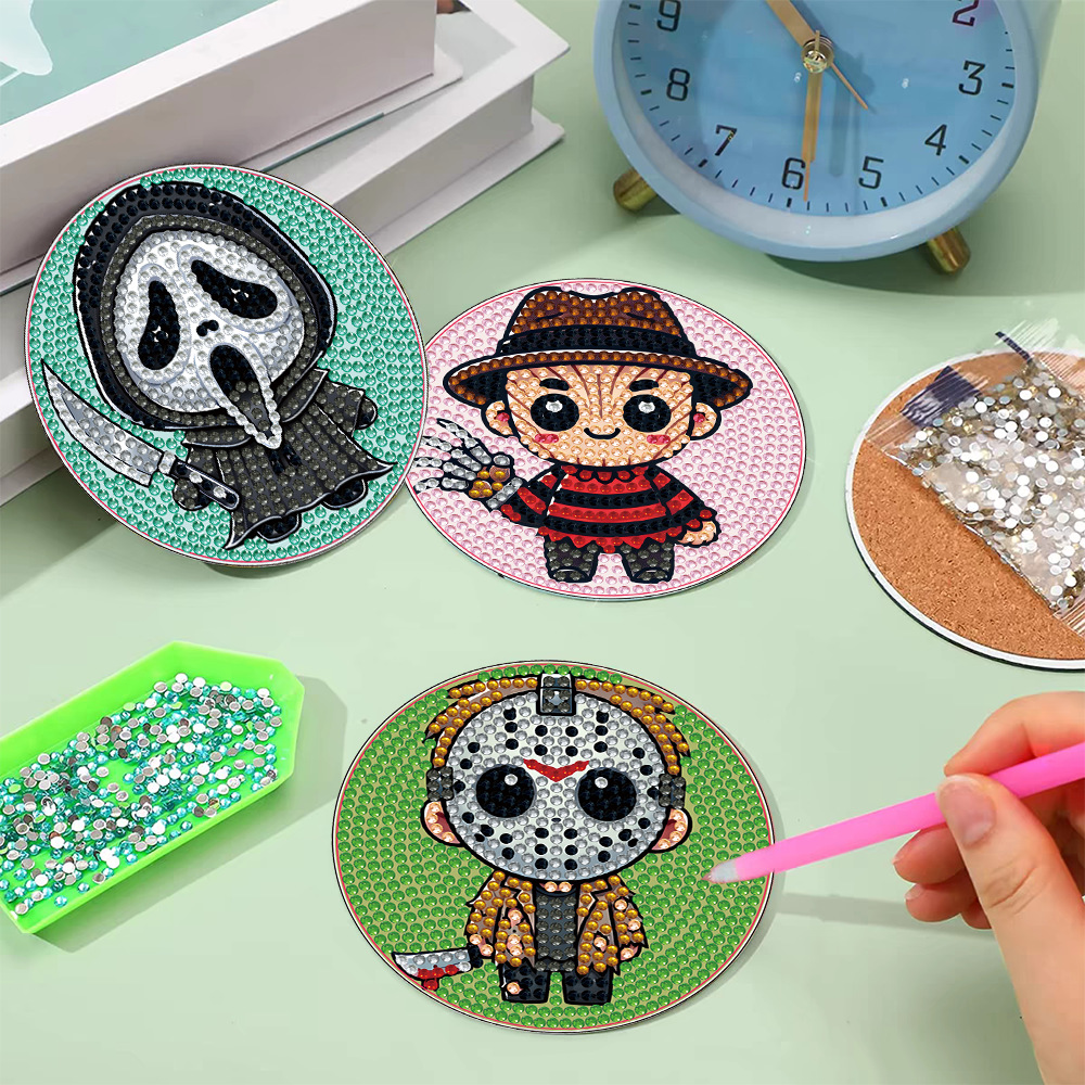 Novedad transfronteriza Amazon: Tapete de aislamiento térmico DIY para el hogar con pintura de diamantes, diseño de Halloween, con diamantes completos, hecho a mano, arte de pegatinas de diamantes.