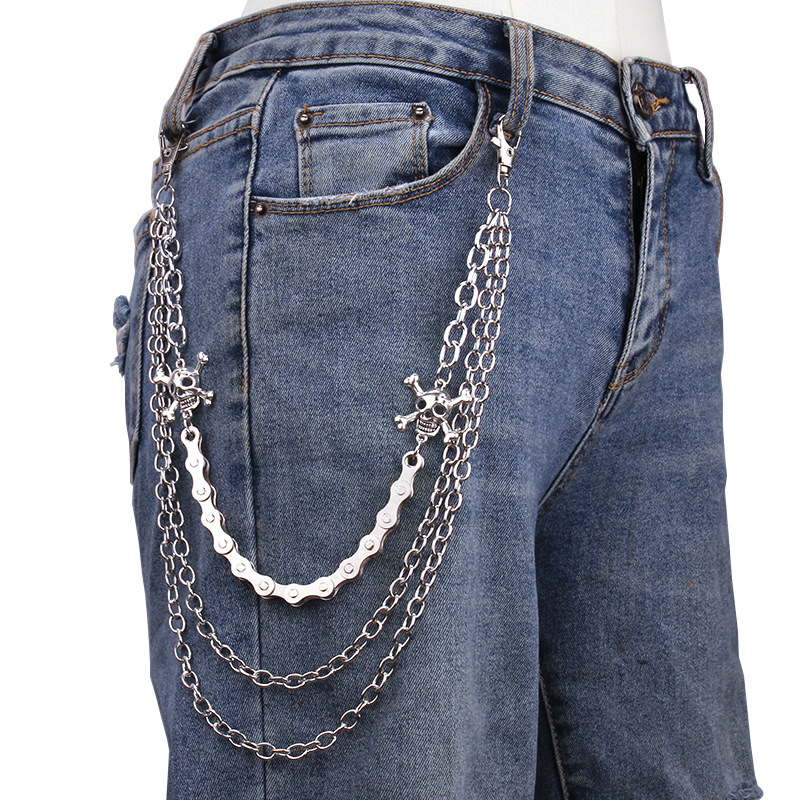 Accessories INS Style Rock Hip Hop Punk Street Double Layer Waist Metal Skull Men's Pants Chain_voghion.com