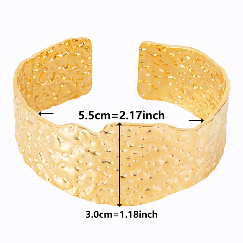 304 Stainless Steel Chain Material PVD Coated Real Gold Plated 18K Gold Irregular Solid Color 304 Stainless Steel Simple Style Waterproof Non Tarnish 304 Stainless Steel Bangle