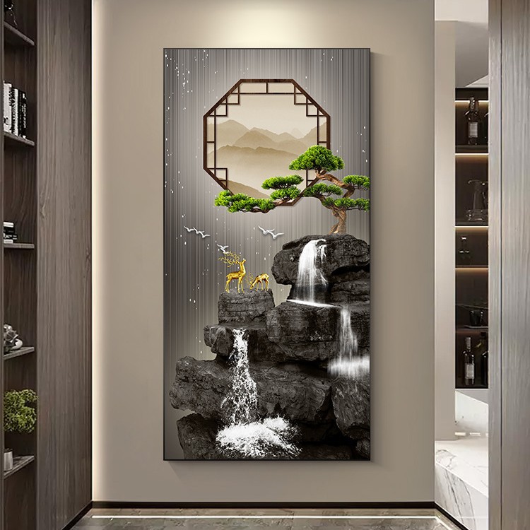 Pintura decorativa del nuevo estilo chino de entrada en la puerta frente a la pintura colgante del flujo de agua de riqueza paisaje corredor mural