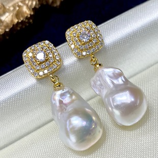 New natural baroque shaped pearl earrings metal light 5A earrings French source wholesale