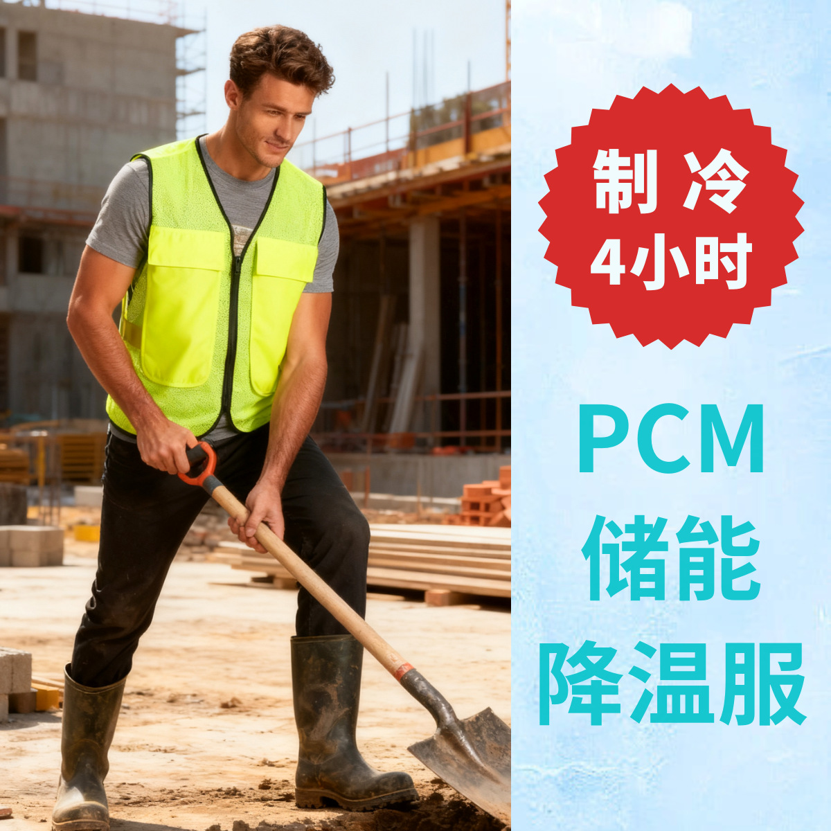 中东PCM免充电制冷服沙特工地降温服劳保服工装马甲户外空调服
