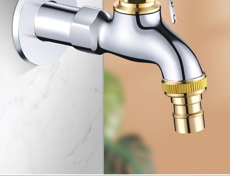 All-copper outdoor lockable washing machine faucet switch mop sink household 4-point outdoor key anti-theft faucet Item Picture