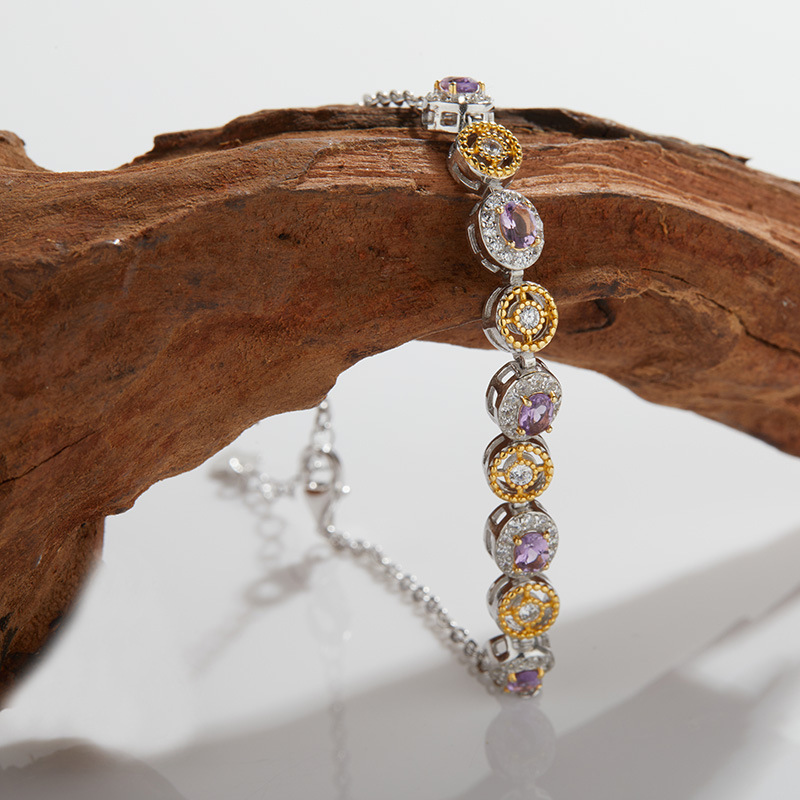 Holiday, Daily Occasion 925 Sterling Silver Crystal Garnet Geometric Bracelets