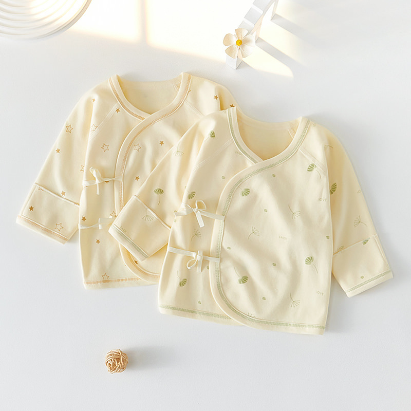 Baby Half Back Bodysuit 0-3 Months Monk Robe Boneless Pure Cotton Spring and Autumn Four Seasons Thin Baby Newborn Clothes