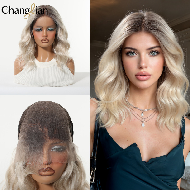 European and American Style Lace Wig, Golden Bob Short Curly Hair, Free Parting, Lightweight, Breathable, Comfortable, Glue-Free Hair European and American Style Lace Wig, Golden Bob Short Curly Hair, Free Parting, Lightweight, Breathable, Comfortable, Glue-Free Hair