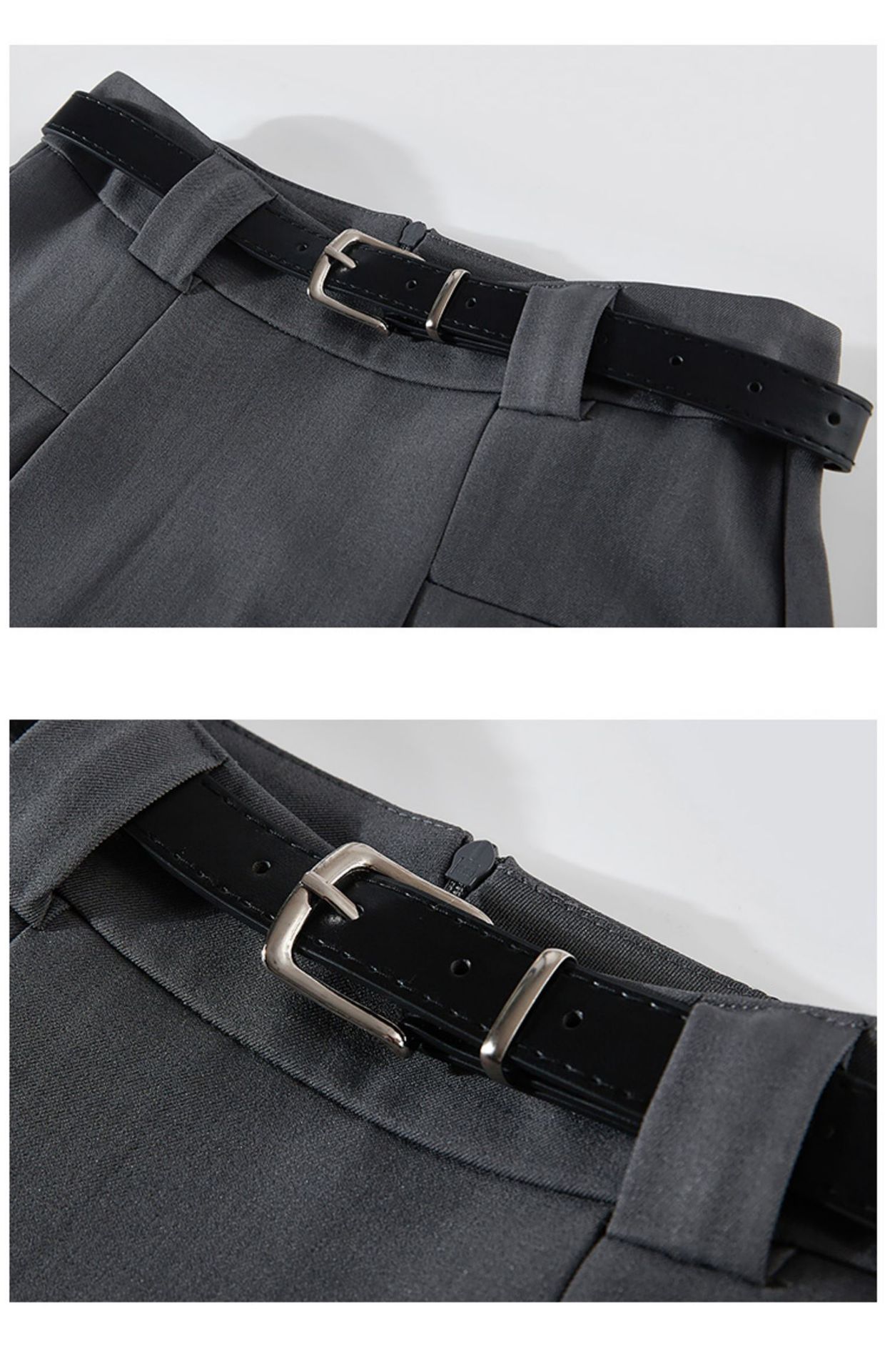 Chân váy vest xám nữ cạp cao dáng chữ A xếp ly dài 81 cm — Len đen thông thường (dài 81cm ) chi tiết 6