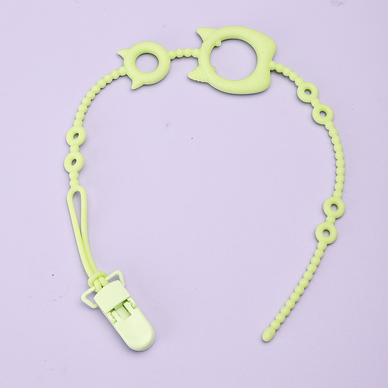 Suministro directo de fábrica de chupetes para bebés y niños pequeños Hebilla de cadena de silicona Clip de cadena de chupete Cadena anti-caída de silicona para bebés