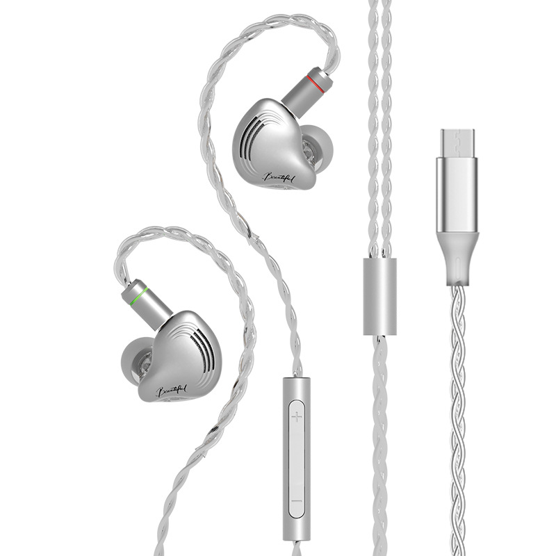 HIFI auriculares de juego de deportes electrónicos cableado en el oído plateado bobina de movimiento de fiebre auriculares enchufables y extraíbles de sonido