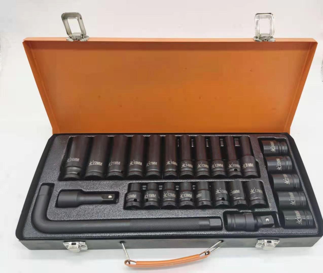 Juego de dados neumáticos 1/2” de 35 piezas, incluye vasos largos y cortos, kit profesional para herramientas neumáticas