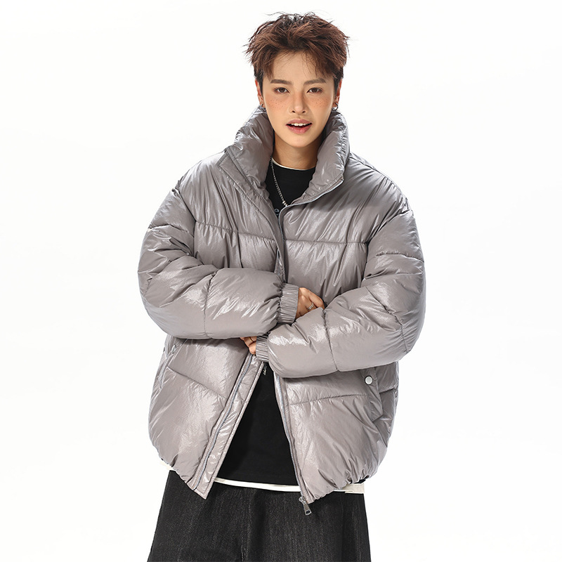 Nylon-Baumwollwattierte Kleidung für Damen und Herren, lockere Baumwollwattierte Jacken, Brotkleidung, Stehkragenjacken für Herren_voghion.com
