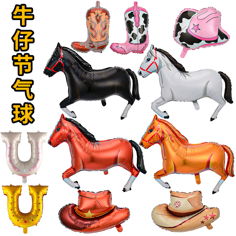 Globos de aluminio con motivos de caballos para decoraciones temáticas de vaqueros y del oeste, carreras de caballos y decoraciones para fiestas. image 17