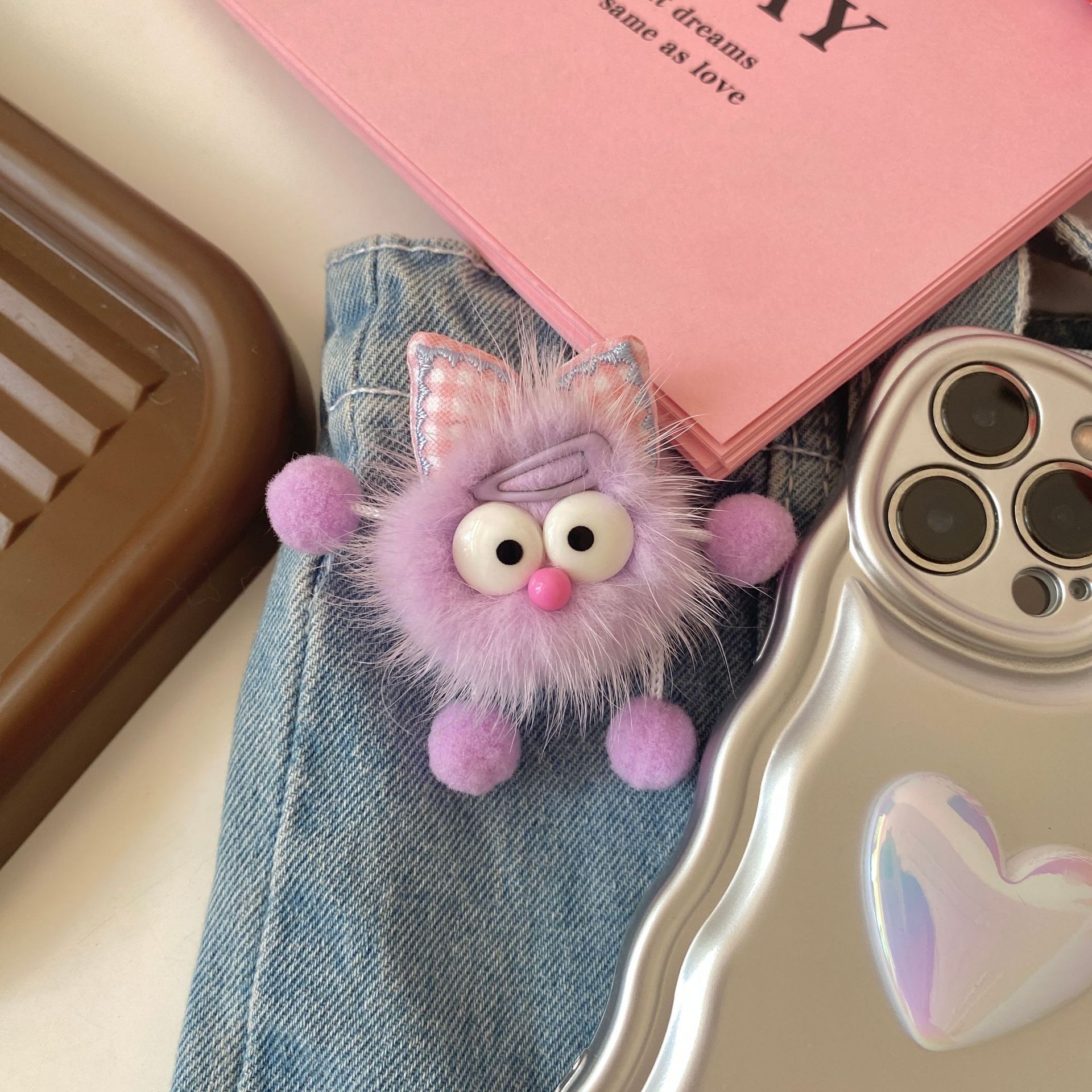 Nuevo arco de pelo de visón elfo colgante llavero adorable chica corazón muñeca de peluche bolsas colgante