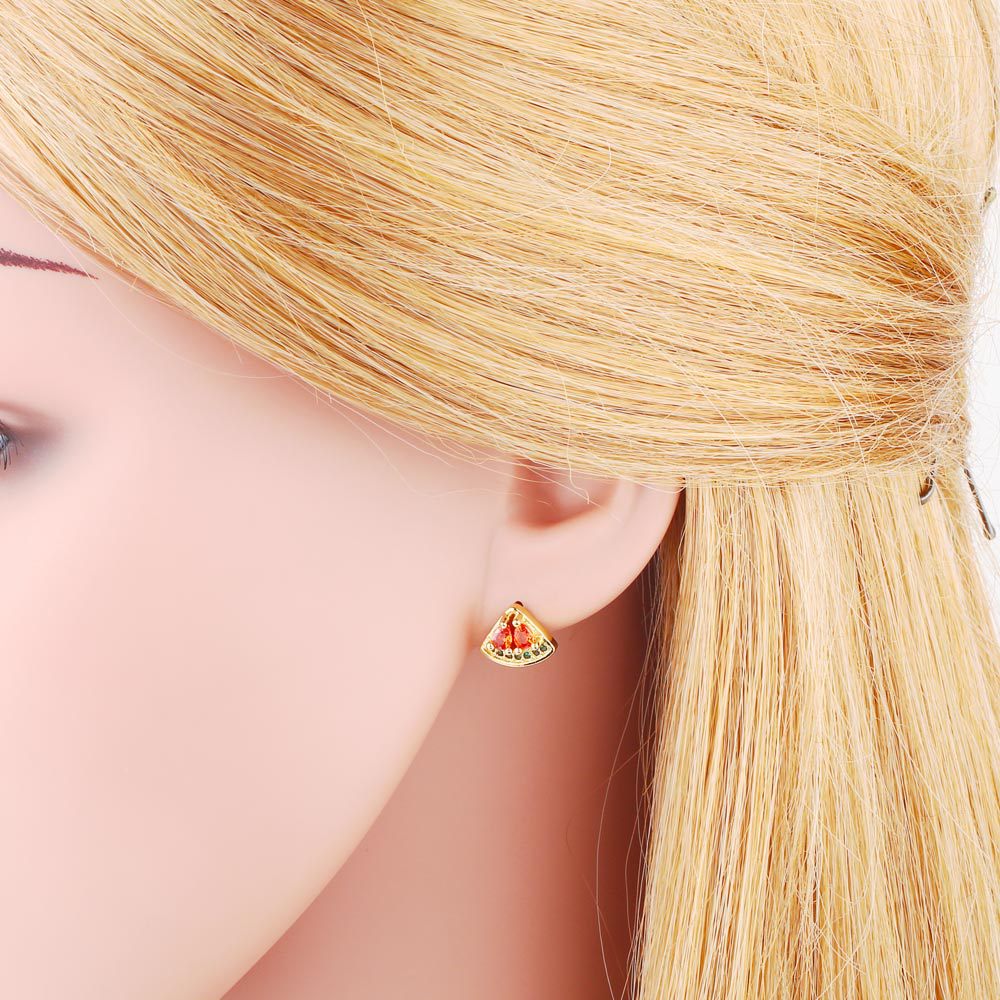 fashion mini insect color zircon copper gold-plated earrings