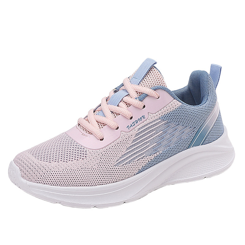 Calzado deportivo de marca para mujer verano fino tejido volador superficie de malla transpirable ultraligero suela suave con amortiguación zapatos de fitness antideslizantes zapatos para correr